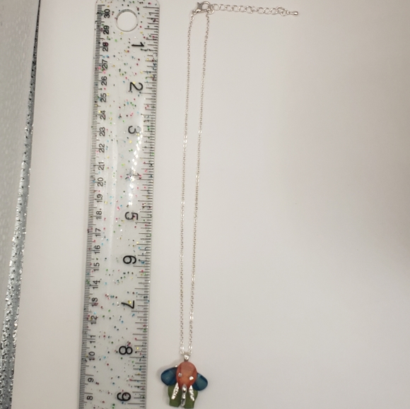 🥳HP🥳 Colorful Cute Elephant w/rhinestones on a Silver Tone 16" Necklace - Picture 8 of 10